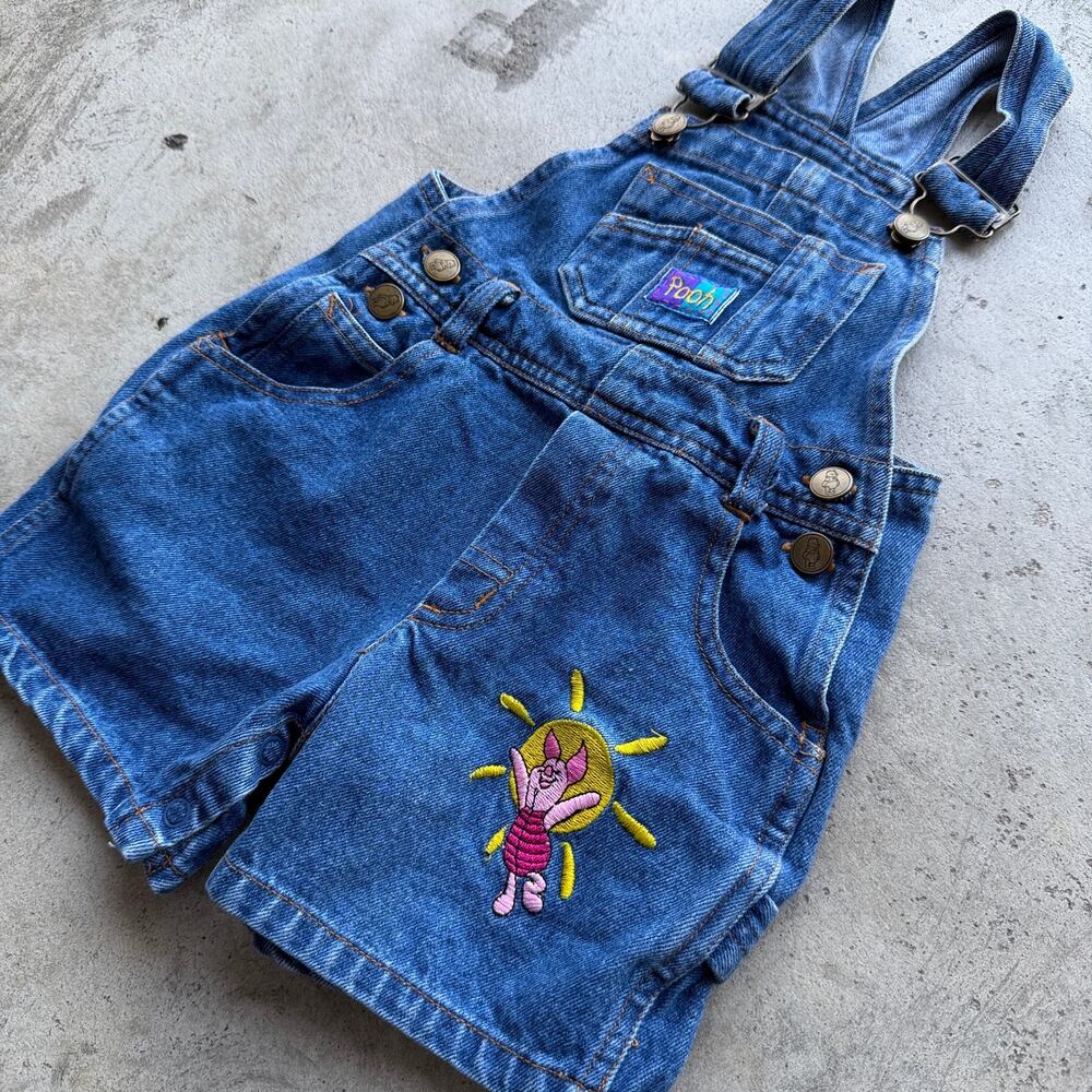 Vintage 90s Disney Winnie the Pooh Piglet Denim Overalls 9M